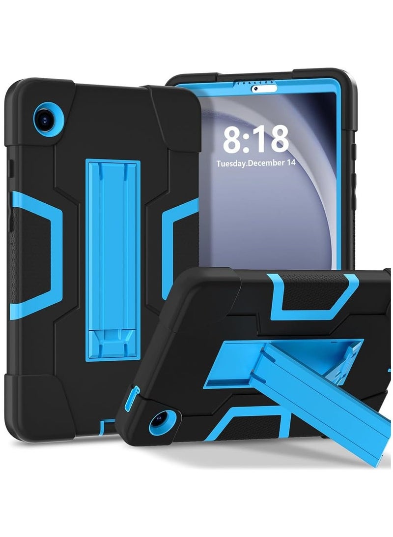 Case for Galaxy Tab A9 8.7 Case Kids, Heavy Duty Rugged Full-Body Hybrid Shockproof Drop Protection Cover Samsung Galaxy Tab A9 8.7 Inch 2023 Model SM-X110 / SM- X115 (1-Black+Blue) (Black) - Image 1